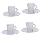 Kit 4 Xicara Com Pires Café e Chá Cristal Luxxor 120ML