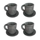 Kit 4 Xícara de Café com Pires em Pedra Sabão Servir 50ml Kit 4 Xícara de Café com Pires em Pedra Sabão Servir 50ml