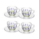 Kit 4 Xícara de Café com Pires Lavanda Hand Painting 80ml Cristal Ecológico - Lyor Kit 4 Xícara de Café com Pires Lavanda Hand Painting 80ml Cristal Ecológico - Lyor