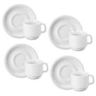 Kit 4 Xícara de Chá 200ml com Pires Porcelana Cilíndrica Schmidt