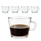 Kit 4 Xicara De Vidro Transparente Café Chá Cappuccino Alça 180ml