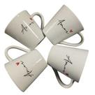Kit 4 Xicaras Caneca Porcelana Personalizadas Palavra Amor Cozinha Cafe Cha Decoração Presentes