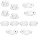 Kit 4 Xícaras Com Pires + 4 Pratos Sobremesa + 4 Pratos Jantar Pearl Wolff Transparente