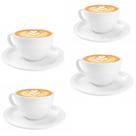 Kit 4 Xícaras com Pires Caneca Branco em Melamina Plástico Duro Resistente 200ml Café Chá