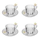 Kit 4 Xícaras De Chá Cristal Transparente Borboleta 3D Kit 4 Xícaras De Chá Cristal Transparente Borboleta 3D