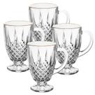 Kit 4 Xícaras de Cristal Diamante com Fio Dourado Lyor 150ml
