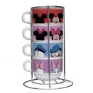 Kit 4 xícaras Disney com Torre de metal