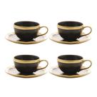 Kit 4 Xícaras Dubai Preto E Dourado 90ml Café Expresso 90ml