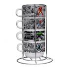 Kit 4 xícaras Marvel com Torre de metal