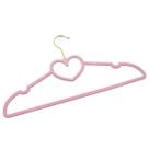 Kit 40 Cabides Veludo Rosa Formato Coração c Gancho Dourado