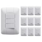 Kit 40 conjuntor interruptor paralelo 3 teclas 6a 250v tramontina aria branco com placa