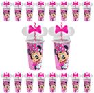 Kit 40 Copos Minnie com Orelhas p/ Festa Infantil Decoração Lembrancinha Rosa