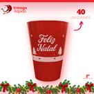 Kit 40 Copos Personalizados Natal Acrílico Vermelho Fechado Plástico
