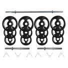 Kit 40 Kg Anilhas Ferro + 2 Barras De 40cm + Barra De 160cm