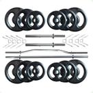 Kit 40 Kg de Anilhas Ferro + 02 Barras de 40cm + Barra W + Barra 120cm