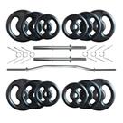 Kit 40 Kg de Anilhas Ferro Fundido + 02 Barras de 40cm + Barra W