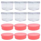 Kit 40 Latinhas Rosa 5cm e 40 Caixinhas 5cm Incolor Para Festas Chá de Bebê