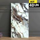 Kit 40 Placas Painel Adesivo Vinílico 3D Revestimento Porcelanato Mármore Lavável