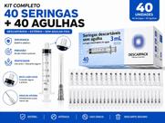 KIT 40 Seringas 3mL 40 Agulhas 25x0,70mm Luer Lock