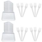 Kit 400 Descartavel Bandeja B2 + Garfo Refeição Descartavel