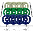 Kit 40Kg Anilhas Emborrachadas com Barras de 40cm e 1,20m