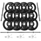 Kit 40Kg em Anilhas de Ferro com 2 Barras 40cm e 1 Barra 150cm