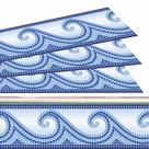 Kit 42 Adesivos Borda Piscina Mosaico Ondas Do Mar 100x30cm