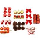 Kit 42 Enfeites Pendentes Para Árvore De Natal Sino Laços Bolas Decoração Natalina