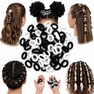 Kit 420 Xuxinhas elastico De Cabelo branco preto mini rabico