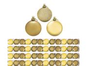 Kit 48 Bolas Natal Mista Gliter, Fosca e Lisa Dourada 5cm - Rio Master