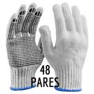 Kit 48 Pares Luvas Malha Algodão Pigmentada Branca Tricotada