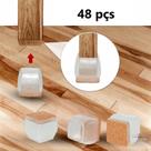 Kit 48 Proteção Para Pé Da Cadeira Quadrado tamanho 2,2cm Até 3,2cm Silicone com Feltro