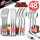 Kit 48 Talheres Em Inox 12 Facas 12 Colheres de Sopa 12 Garfos 12 Colheres de Sobremesa Cozinha