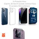 Kit 4EM1: Capa + Película Fosca Privacidade + Película 3D Vidro Privacidade + Película Câmera P/ Iphone 14 PRO