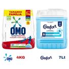 Kit 4kg de Sabão em pó OMO + Amaciante Comfort Profissional Lavanderia 7 Lts Kit 3un