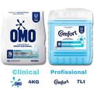 Kit 4kg de Sabão em pó OMO Clinical + Amaciante Comfort Profissional Lavanderia 7 Lts Kit 3un
