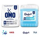 Kit 4kg de Sabão em pó OMO Perfect White + Amaciante Comfort Profissional Lavanderia 7 Lts