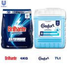 Kit 4kg de Sabão pó Brilhante Alta Performance + Amaciante Comfort Profissional Lavanderia 7 Lts Kit 3un