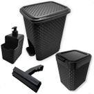 Kit 4pçs Organizador Pia Porta Detergente Esponja Lixeira Rodo