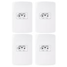 Kit 4Und Conjunto com Tomada Branco 10A 2P+T 250V Placa 4x2