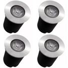 Kit 4x Balizador Blindado Piso LED 1W IP65 Bivolt Branco Quente