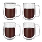 Kit 4x Caneca Vidro Duplo Xícara Parede Dupla Café Chá 260ml