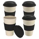 Kit 4x Copo Fibra de Arroz e Bambu 450ml Ecologic TopGet Preto
