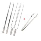 Kit 4x Espetos Inox 40cm Espada, Duplo E Pegador De Carnes Kit 4x Espetos Inox 40cm Espada, Duplo E Pegador De Carnes