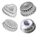 Kit 4x Mini Formas Bolo, Coração, Suíça, Balão E Charlot 9x4