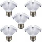 Kit 5 adaptador receptaculo bocal soquete duplo e27 para 2 lampada