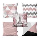 Kit 5 Almofadas Rosa Paris e Geométricas Zig Zag Para Sala Decoração 40x40 Novadecora