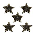 Kit 5 Apliques Estrela Brilho Paetê Bordado Termocolante 4x4cm