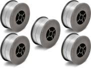 Kit - 5 Arame Para Solda Mig Revestido Uso Sem Gás 0,8mm E71T-SG - Rolo 1kg - Galzer