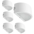 Kit 5 Arandela Meia Lua Alum Branca 1x8W Garden